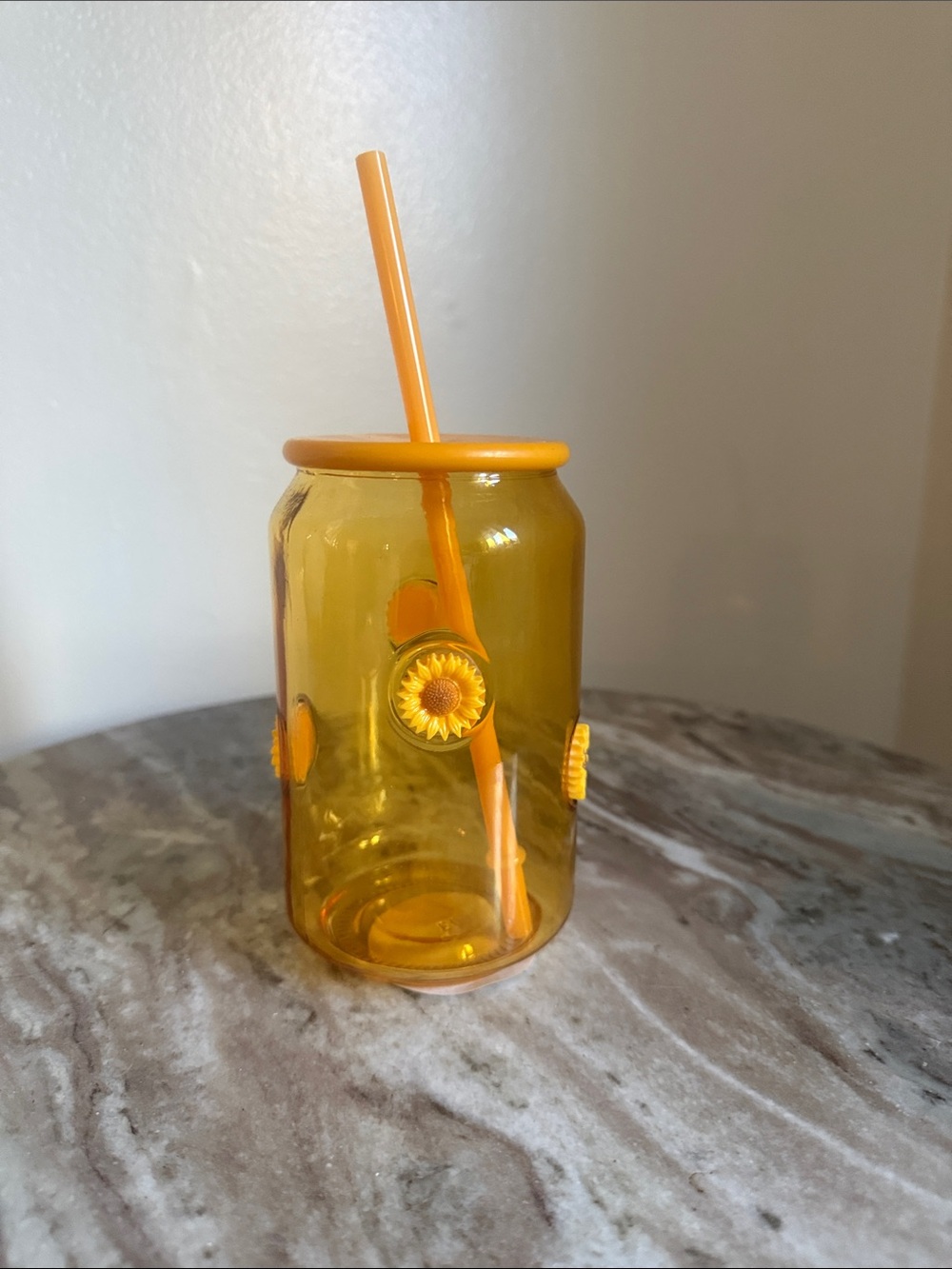 Tik Tok viral Amber Sunflower Tumbler with Straw